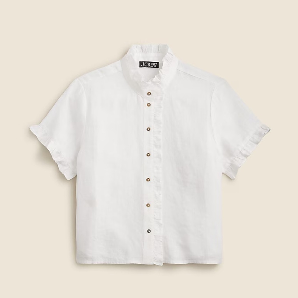 J. Crew Collarless White Button Down - size S *NWT*
